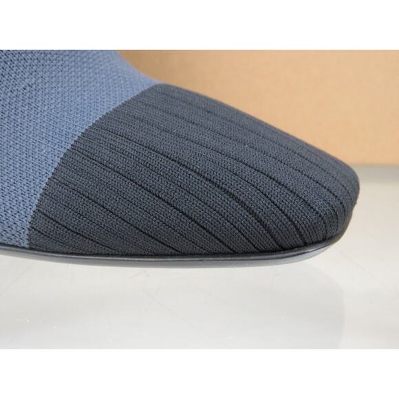 $1000 BURBERRY DOLMAN NAVY GRAY KNITTED CHECK KNEE HIGH HEEL SOCK BOOTS 37 - Picture 12 of 15